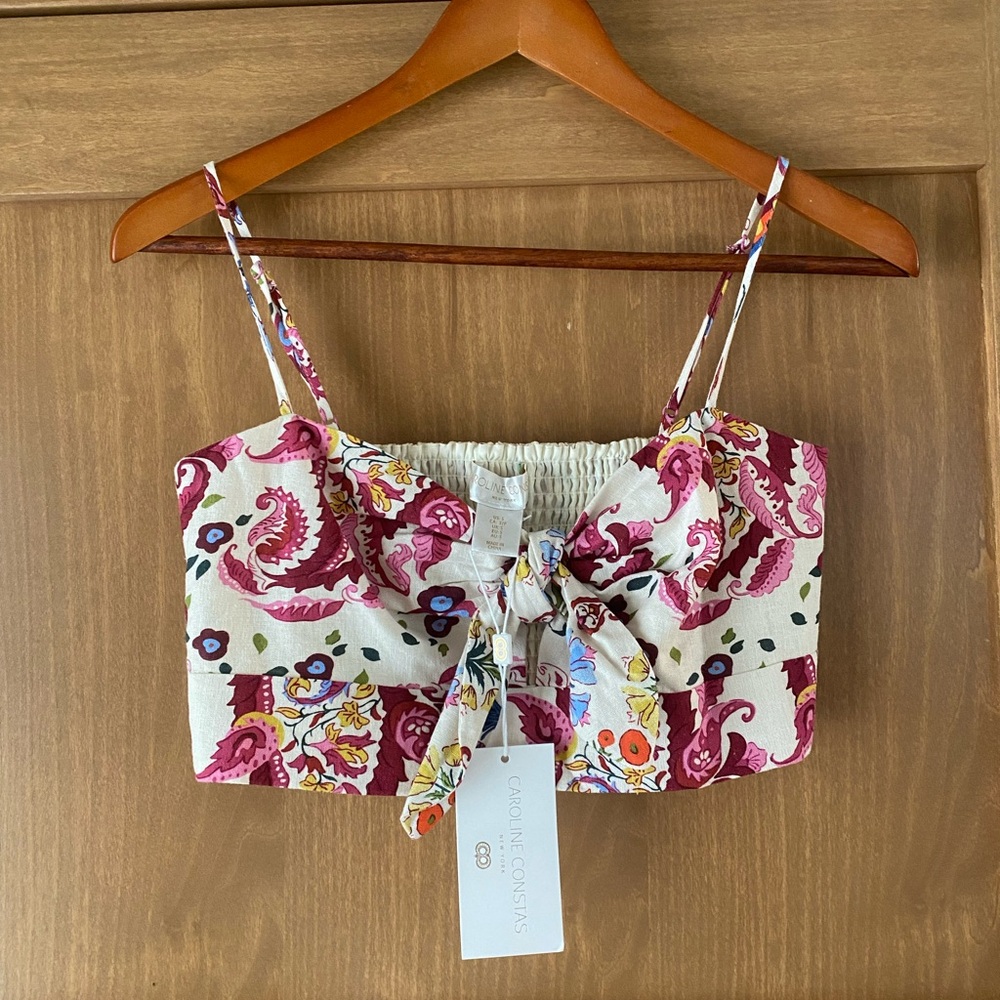 NWT Revolve Caroline Constas Linen Crop Top - Picture 1 of 7